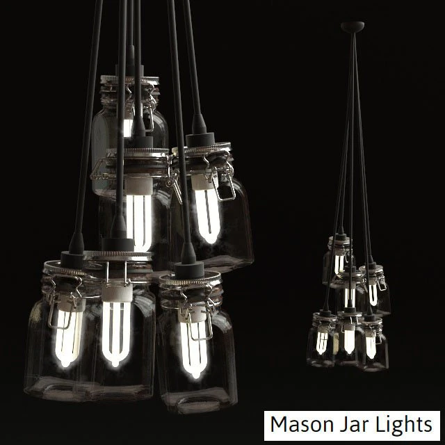 mason jar light fixture 3D Model .c4d .max .obj .3ds .fbx .stl .blend 