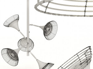 pendant lamp rattan 5-lite 3D-Modell
