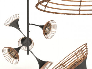 pendant lamp rattan 5-lite 3D-Modell