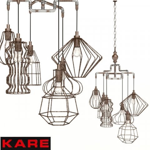 kare pendant lamp pipeline wire 6lite 3D Модель .c4d .max .obj .3ds .fbx .stl .blend 