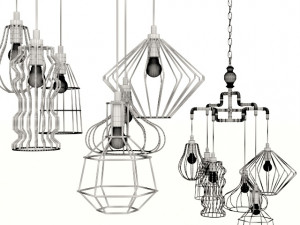 kare pendant lamp pipeline wire 6lite 3D Модель