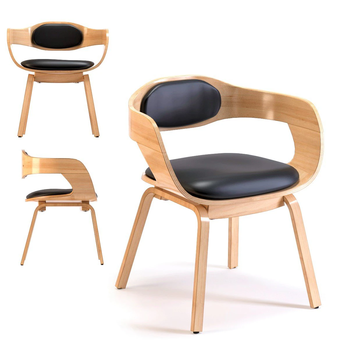 chair with armrest costa beech 3D Model .c4d .max .obj .3ds .fbx .stl .blend 