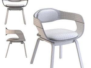chair with armrest costa beech 3D Model