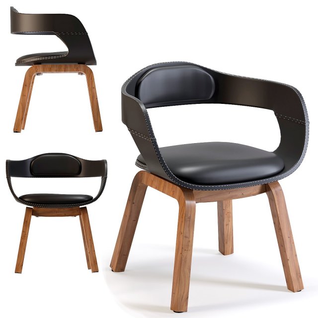 chair with armrest costa walnut 3D Model .c4d .max .obj .3ds .fbx .stl .blend 