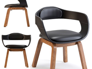 chair with armrest costa walnut 3D Model