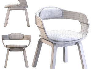 chair with armrest costa walnut 3D Model