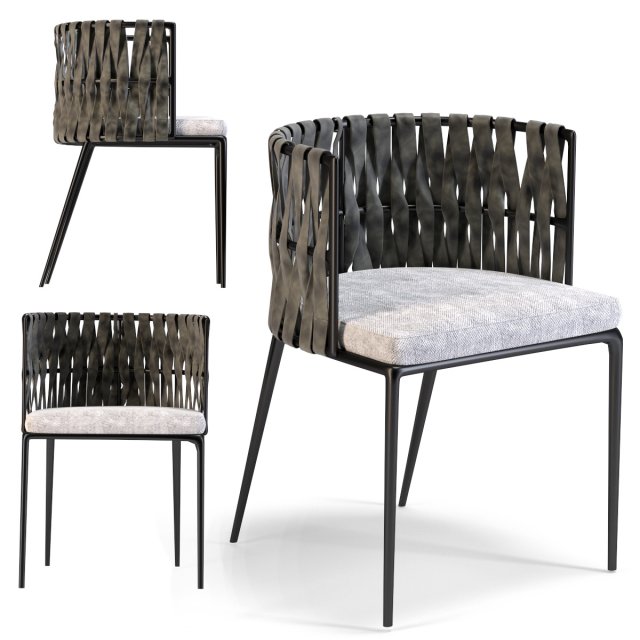 chair with armrest cheerio incl cushion 3D Model .c4d .max .obj .3ds .fbx .stl .blend 