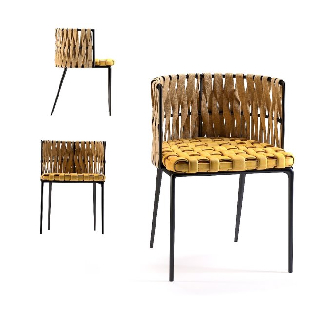 chair with armrest cheerio yellow 3D 모델 .c4d .max .obj .3ds .fbx .stl .blend 