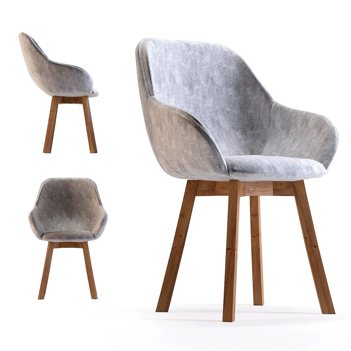 chair with armrest lady grey 3D Model .c4d .max .obj .3ds .fbx .stl .blend