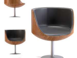 swivel armchair club walnut 3D Model