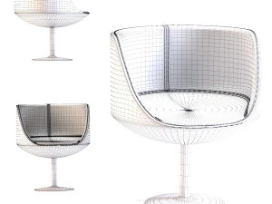 swivel armchair club walnut 3D Model
