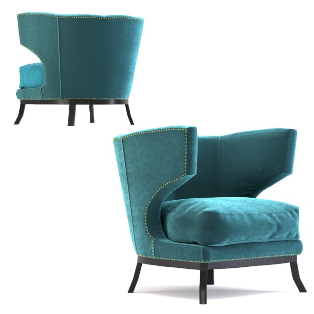 arm chair art deco bluegreen 3D 모델 .c4d .max .obj .3ds .fbx .stl .blend 