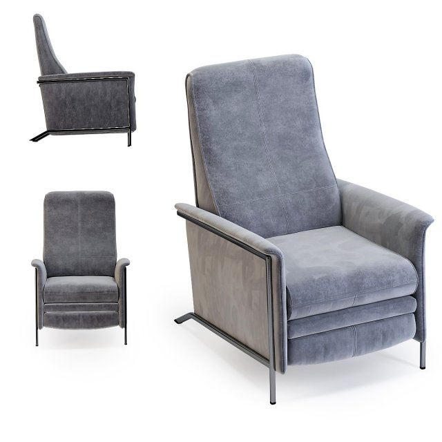 relax chair lazy velvet grey 3D 模型 .c4d .max .obj .3ds .fbx .stl .blend 