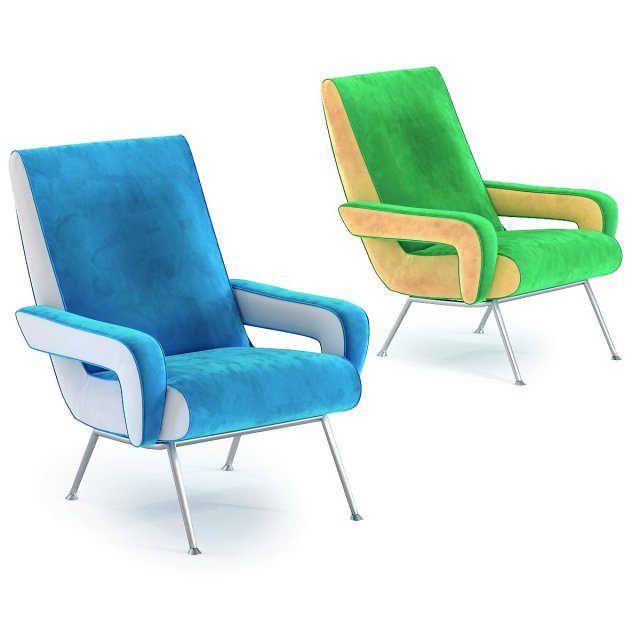 arm chair luna high light blue green 3D Model .c4d .max .obj .3ds .fbx .stl .blend