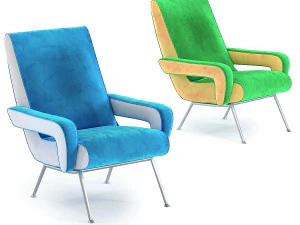 アームチェア ルナハイ ライトブルーグリーン 3Dモデル