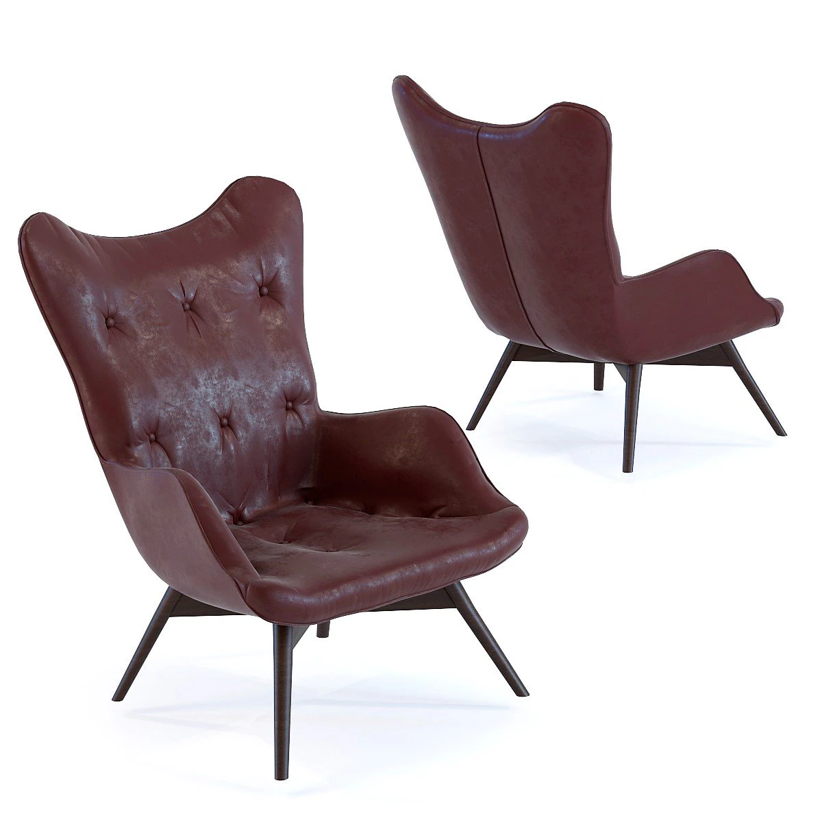 armchair angels wings black brown 3D Model .c4d .max .obj .3ds .fbx .stl .blend 