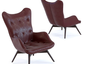 armchair angels wings black brown 3D 모델