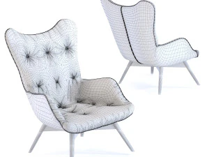 armchair angels wings black brown 3D Model