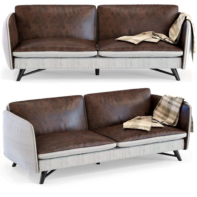 sofa fashionista leathercanvas 3-seater 3D Model .c4d .max .obj .3ds .fbx .stl .blend 