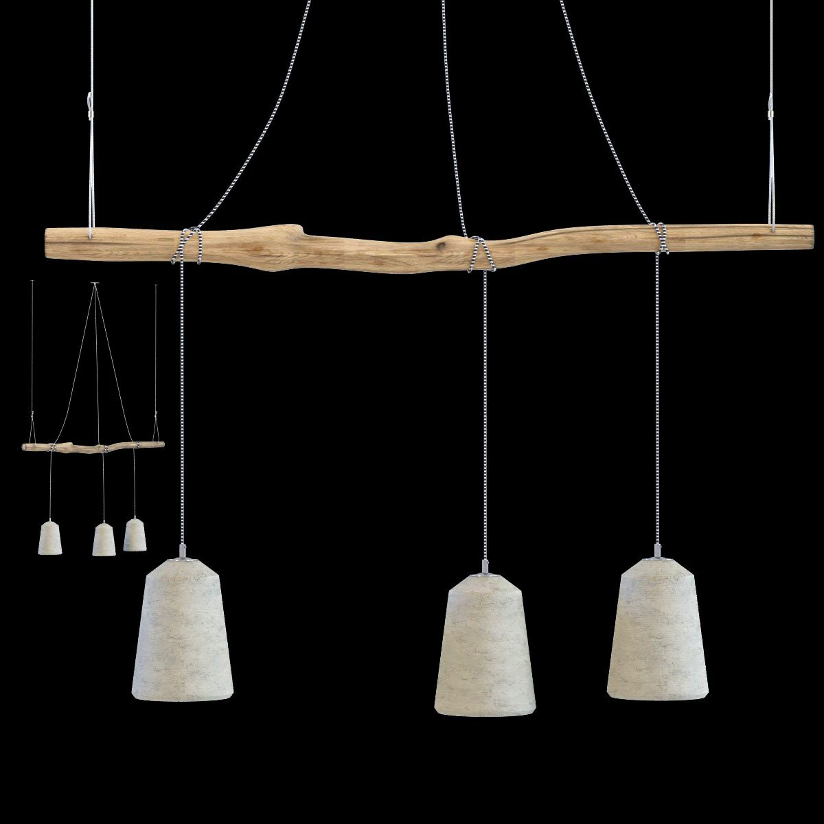 pendant lamp dining concrete tre 3D Model .c4d .max .obj .3ds .fbx .stl .blend