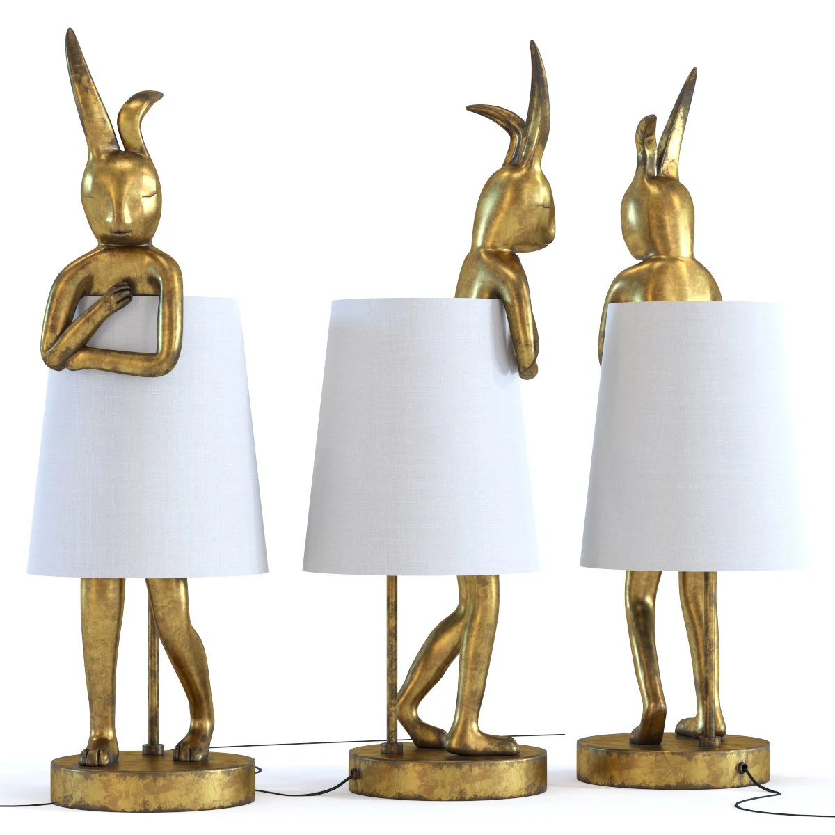 table lamp animal rabbit gold 3D Model .c4d .max .obj .3ds .fbx .stl .blend 