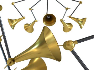 吊灯 喇叭形 黄铜蜘蛛 5-lite 3D 模型