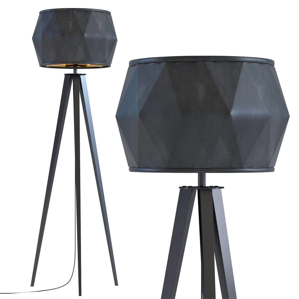 floor lamp stright tripod matt black 3D Model .c4d .max .obj .3ds .fbx .stl .blend 