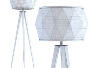 floor lamp stright tripod matt black 3D Model