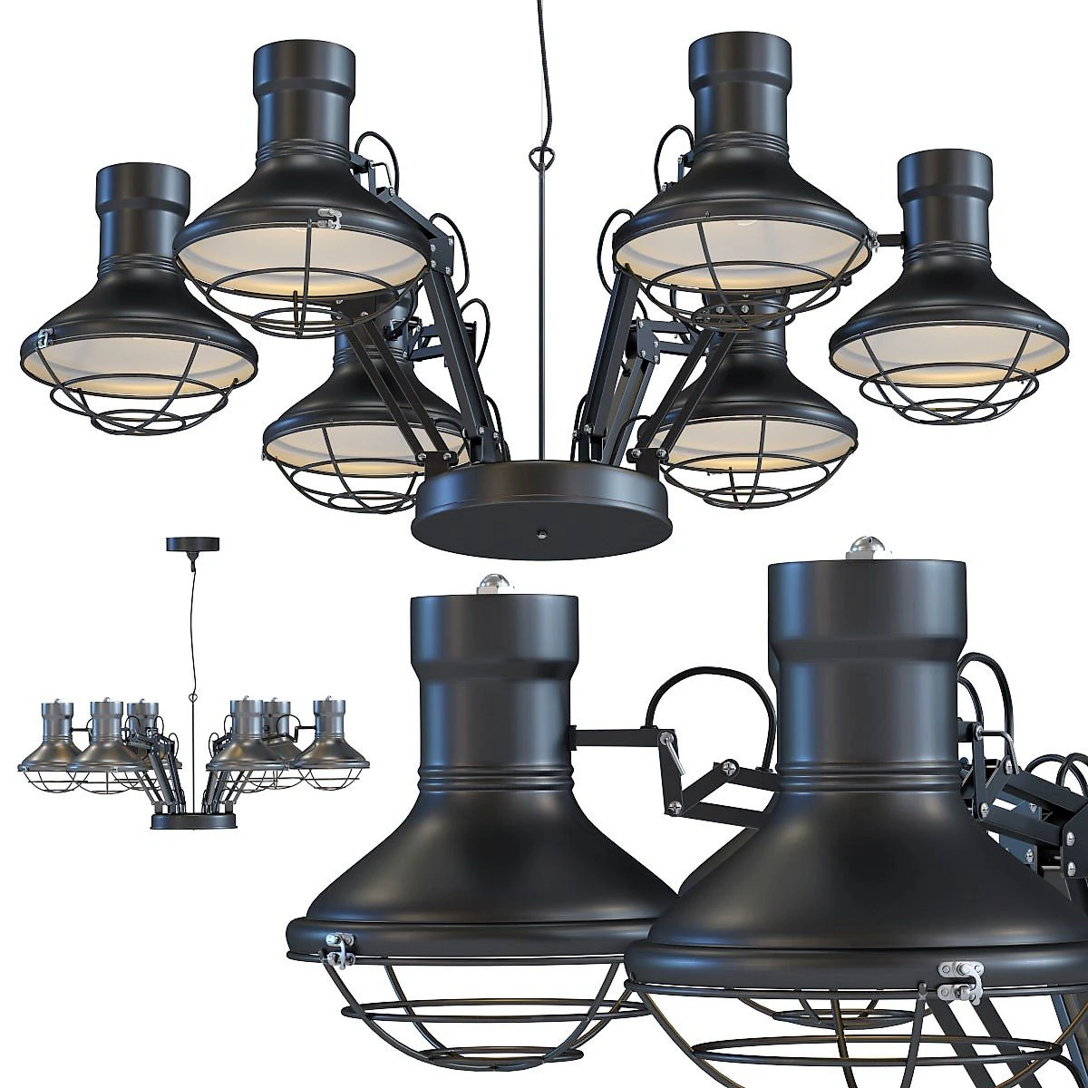 pendant lamp spider multi 6-lite 3D Model .c4d .max .obj .3ds .fbx .stl .blend 