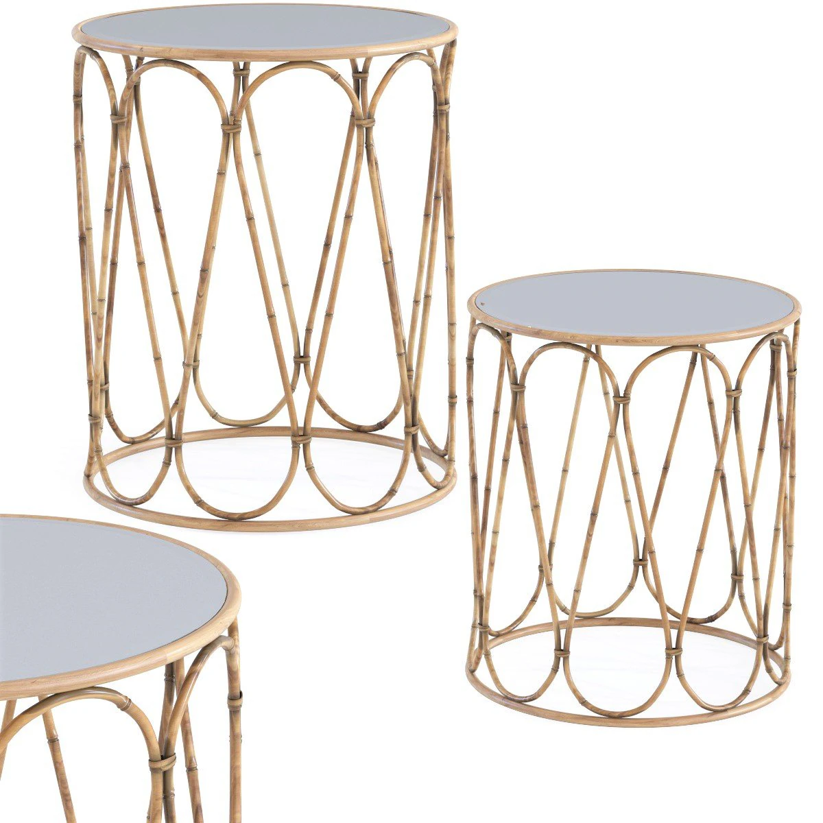 side table bamboo loop 2set 3D Model .c4d .max .obj .3ds .fbx .stl .blend 