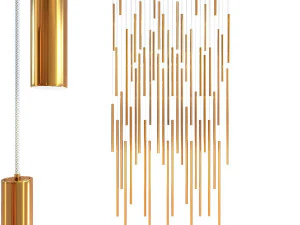 Lampada a sospensione Living Vegas Deluxe in ottone a led Modello 3D