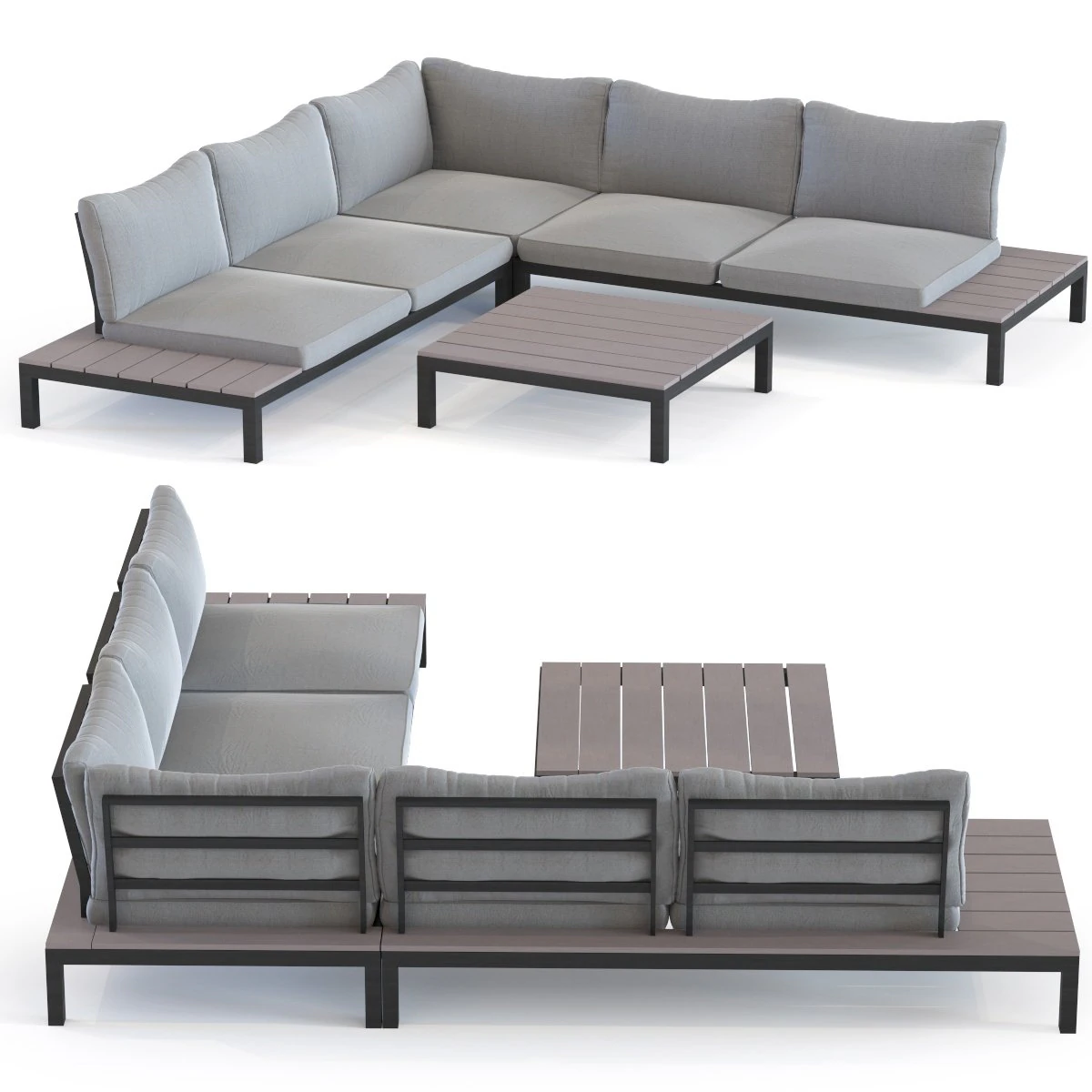 outdoor sofa set holiday black 3D Model .c4d .max .obj .3ds .fbx .stl .blend 