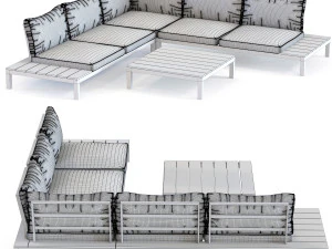 outdoor sofa set holiday black 3D Model