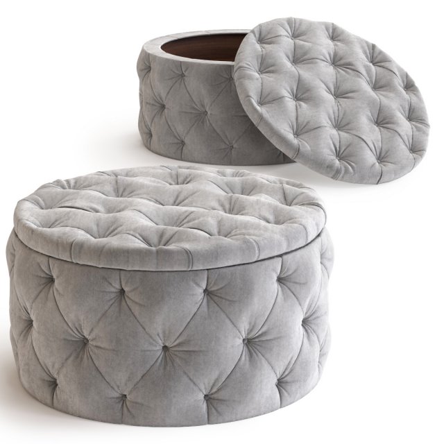 seating chest desire round velvet silver 3D Модель .c4d .max .obj .3ds .fbx .stl .blend 