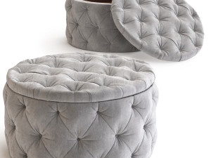 seating chest desire round velvet silver Modello 3D