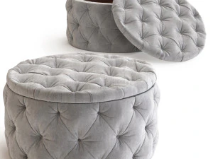 シーティングチェスト ディザイア ラウンド ベルベット シルバー 3Dモデル