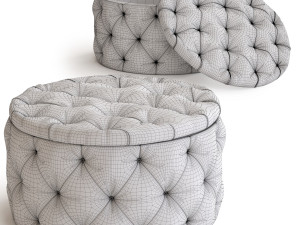 seating chest desire round velvet silver 3D Модель