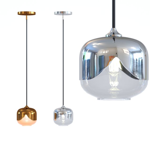 set hanging lamp golden chrome goblet 3D Model .c4d .max .obj .3ds .fbx .stl .blend 