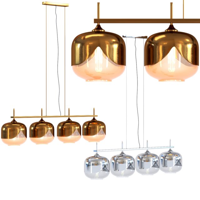 set hanging lamp golden chrome goblet quattro 3D Model .c4d .max .obj .3ds .fbx .stl .blend 