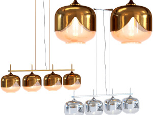 set hanging lamp golden chrome goblet quattro 3D Model