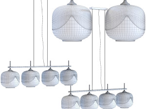set hanging lamp golden chrome goblet quattro 3D Model