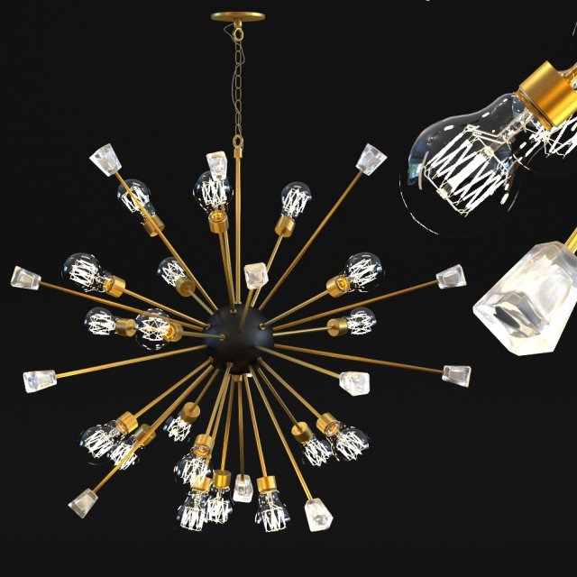 pendant lamp crystal bomb brass 3D मॉडल .c4d .max .obj .3ds .fbx .stl .blend 