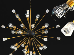 pendant lamp crystal bomb brass 3D Model