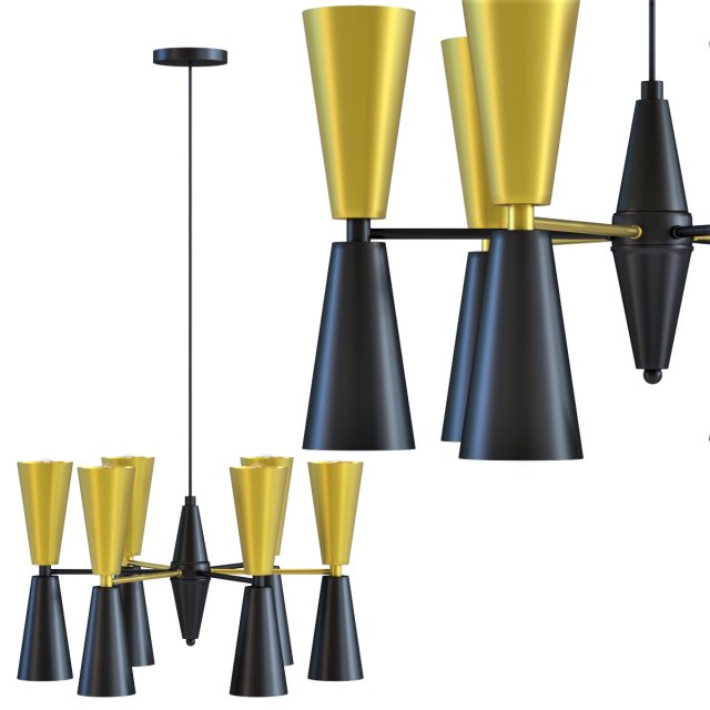 hanging lamp torch 12 lights 3D Model .c4d .max .obj .3ds .fbx .stl .blend