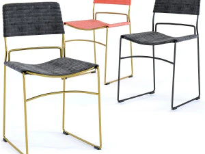 krzesło hugo czarne złoto Model 3D