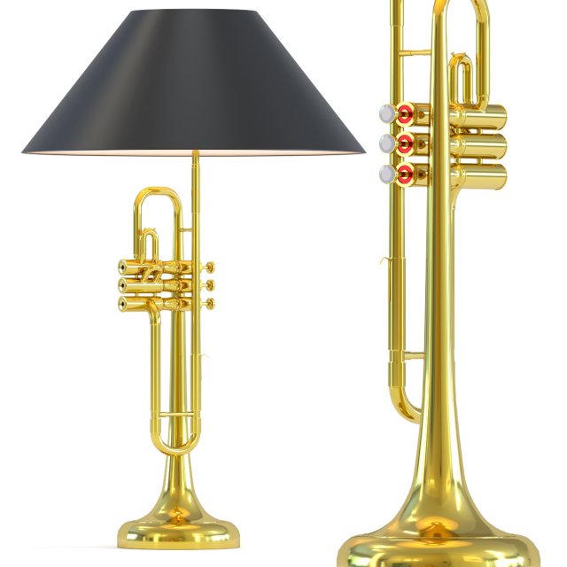 table lamp trumpet jazz gold Modelo 3D .c4d .max .obj .3ds .fbx .stl .blend 