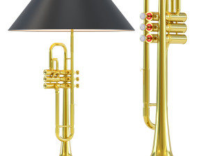 table lamp trumpet jazz gold 3D Model