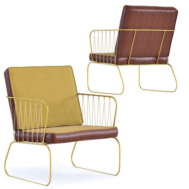 arm chair string yellow 3D Model .c4d .max .obj .3ds .fbx .stl .blend 