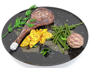 스테이크 세트 3D 모델