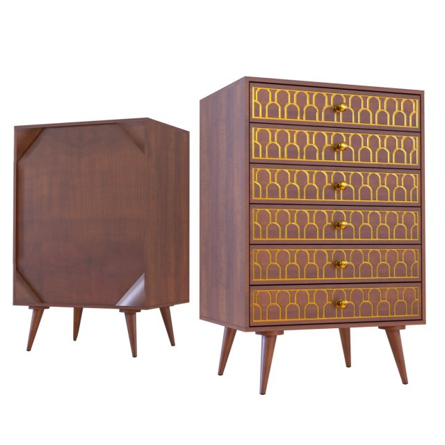 high dresser muskat 6 drawers 3D मॉडल .c4d .max .obj .3ds .fbx .stl .blend 